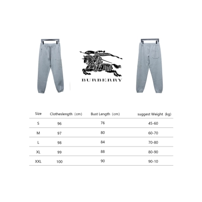 Bstsneaker-Burberry 3D embroidered logo sports casual sweatpants grey 250 02
