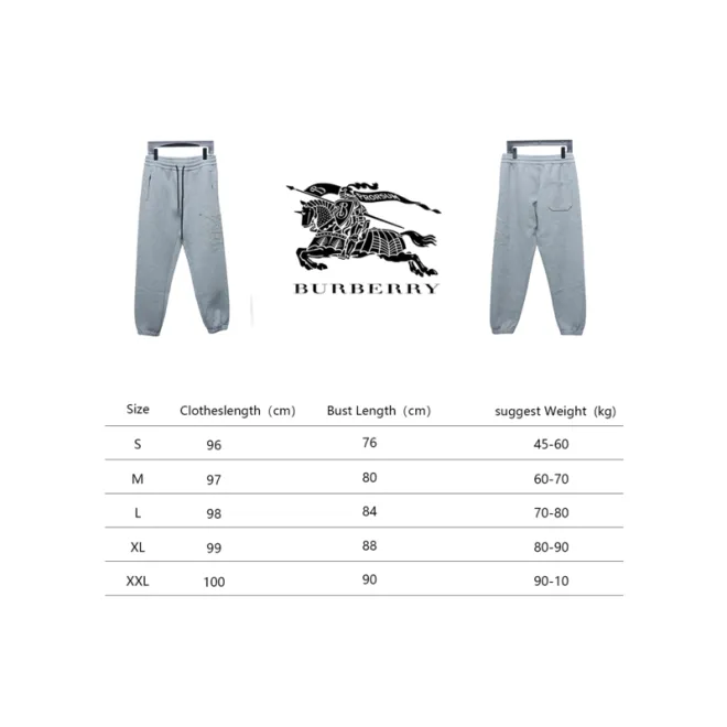 Bstsneaker-Burberry 3D embroidered logo sports casual sweatpants grey 250