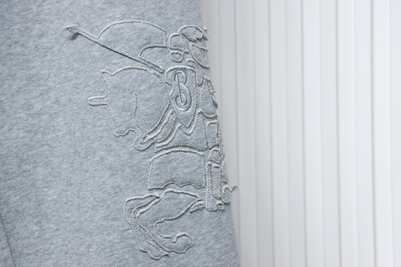 Bstsneaker-Burberry 3D embroidered logo sports casual sweatpants grey 250