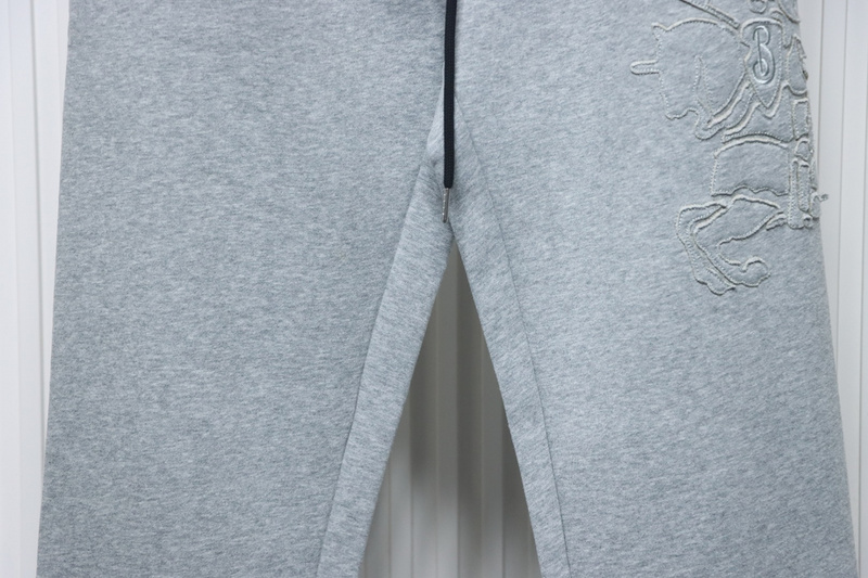 Bstsneaker-Burberry 3D embroidered logo sports casual sweatpants grey 250