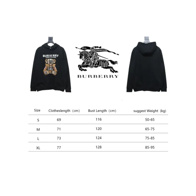 Bstsneaker-Burberry Embroidered Teddy Bear Hoodie black 230