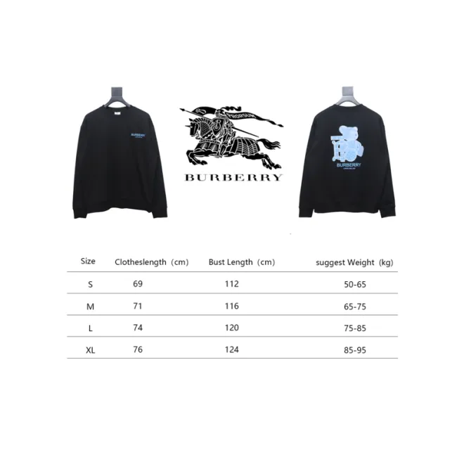 Bstsneaker-Burberry 24Fw blue bear print crew neck sweatshirt black 190
