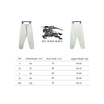Bstsneaker-Burberry 3D embroidered logo sports casual sweatpants white 250 02