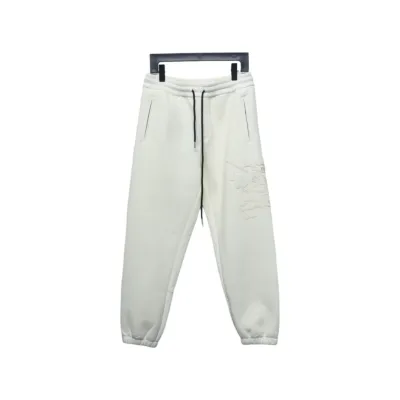 Bstsneaker-Burberry 3D embroidered logo sports casual sweatpants white 250 01
