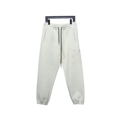 Bstsneaker-Burberry 3D embroidered logo sports casual sweatpants white 250 01