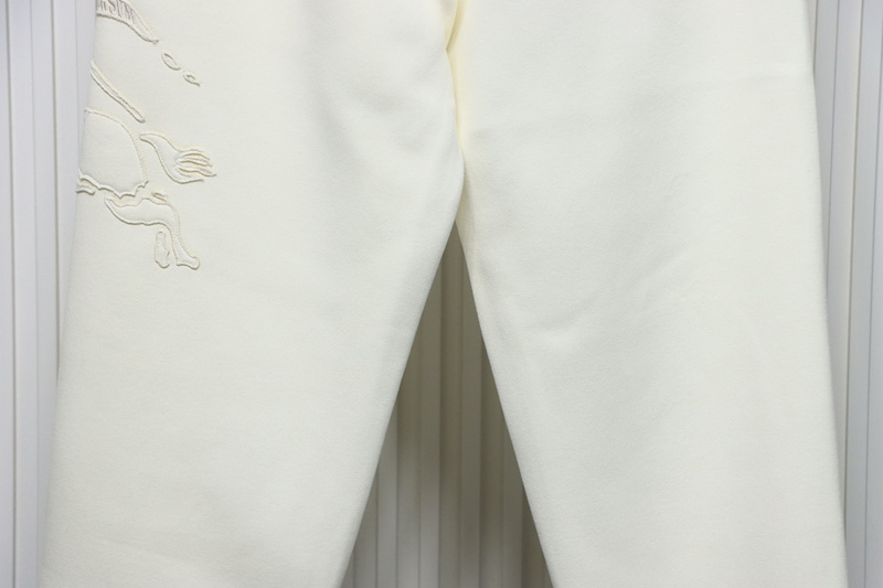 Bstsneaker-Burberry 3D embroidered logo sports casual sweatpants white 250