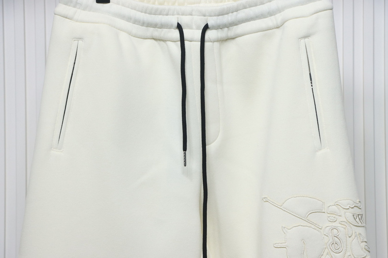 Bstsneaker-Burberry 3D embroidered logo sports casual sweatpants white 250