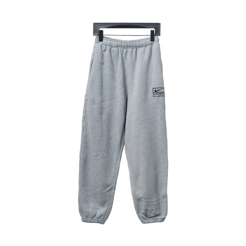 Bstsneaker-Nike x Stussy solid color embroidered logo fleece sweatpants grey 210