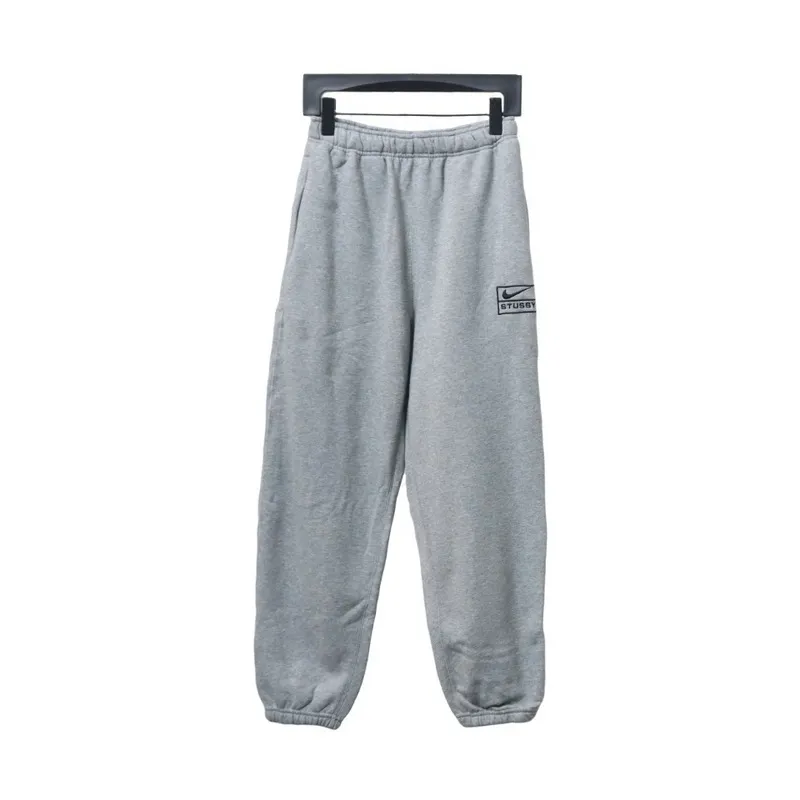 Bstsneaker-Nike x Stussy solid color embroidered logo fleece sweatpants grey 210