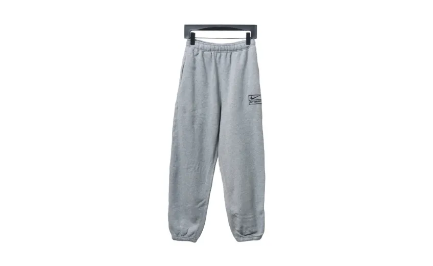 Bstsneaker-Nike x Stussy solid color embroidered logo fleece sweatpants grey 210