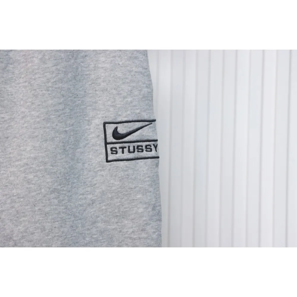 Bstsneaker-Nike x Stussy solid color embroidered logo fleece sweatpants grey 210