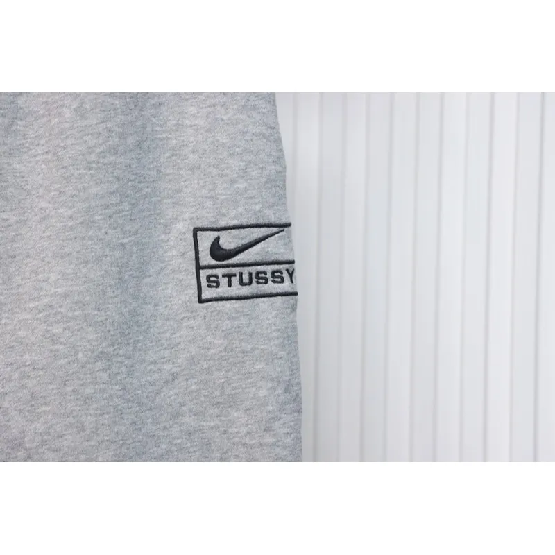 Bstsneaker-Nike x Stussy solid color embroidered logo fleece sweatpants grey 210