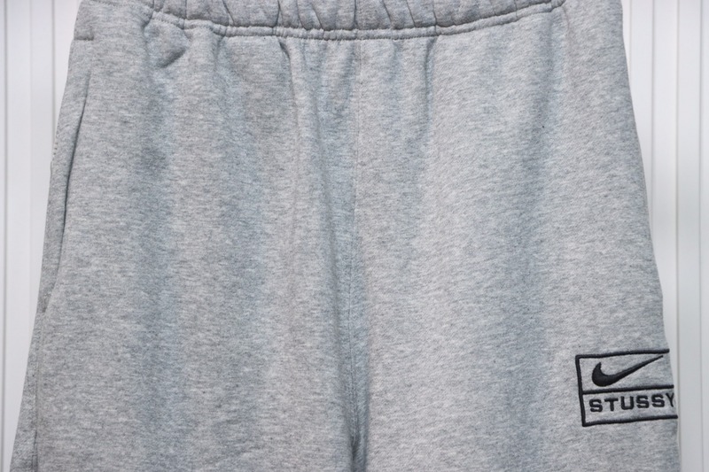 Bstsneaker-Nike x Stussy solid color embroidered logo fleece sweatpants grey 210