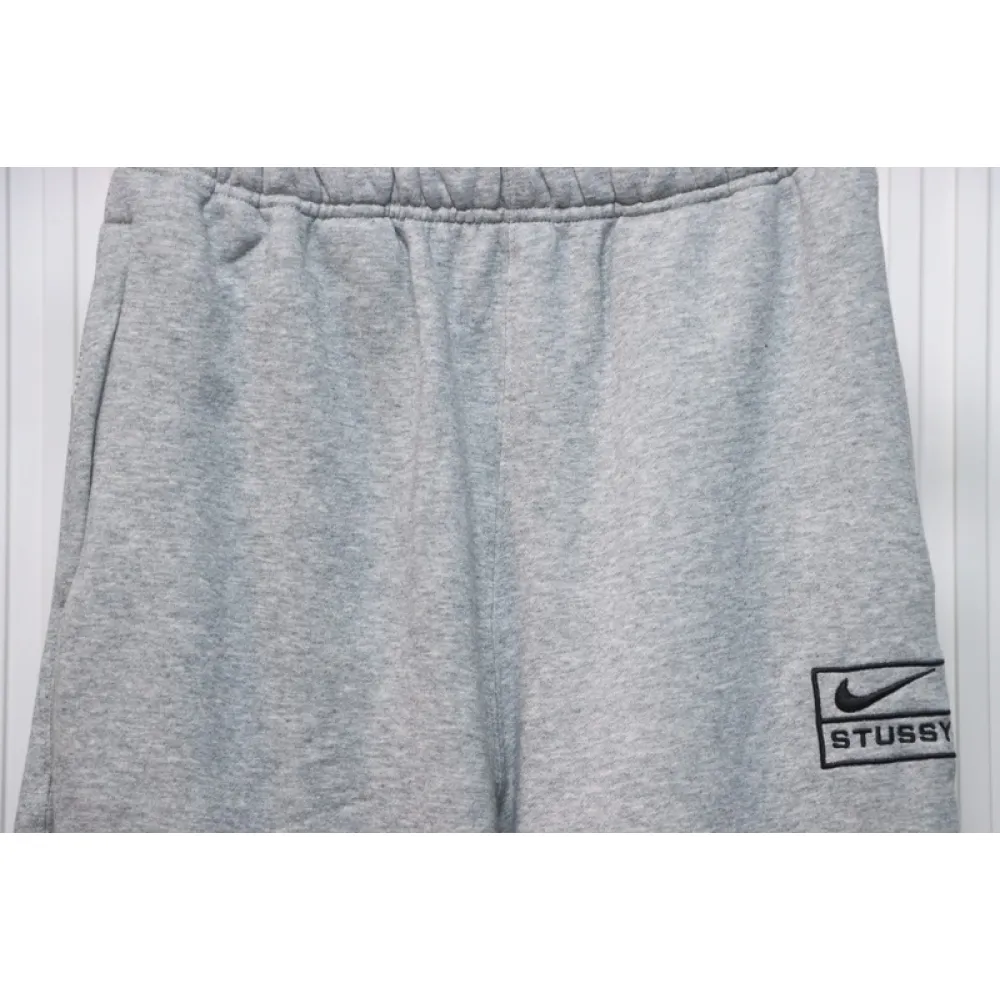 Bstsneaker-Nike x Stussy solid color embroidered logo fleece sweatpants grey 210