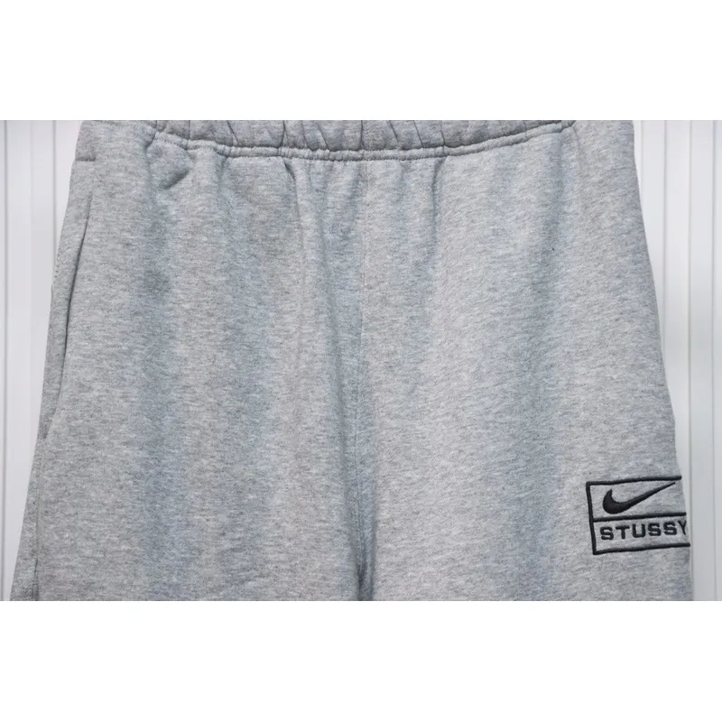 Bstsneaker-Nike x Stussy solid color embroidered logo fleece sweatpants grey 210