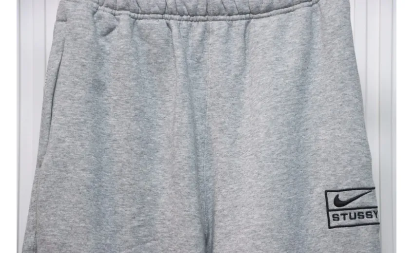 Bstsneaker-Nike x Stussy solid color embroidered logo fleece sweatpants grey 210
