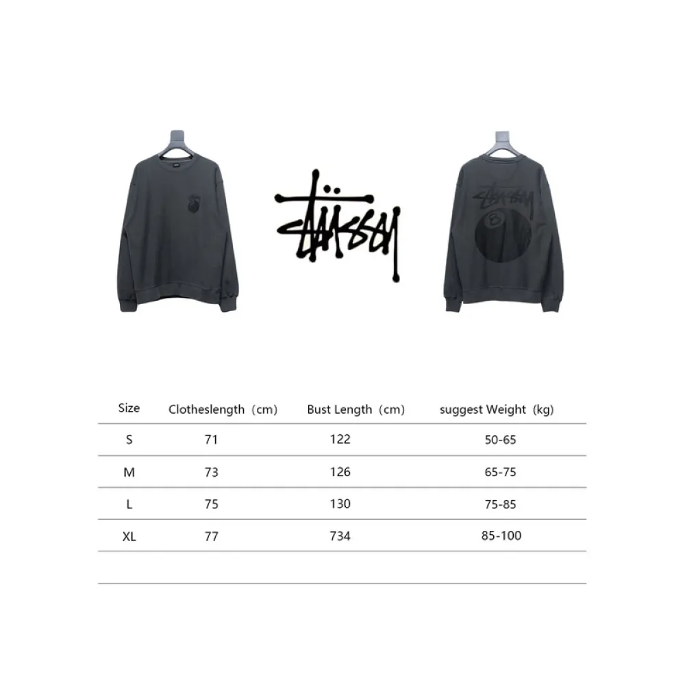 Bstsneaker-Stussy 24FW Black Round Neck Sweatshirt black 220