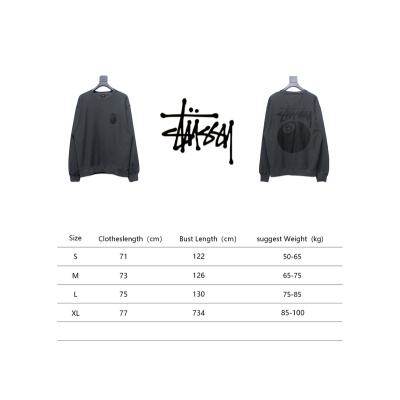 Bstsneaker-Stussy 24FW Black Round Neck Sweatshirt black 220 02