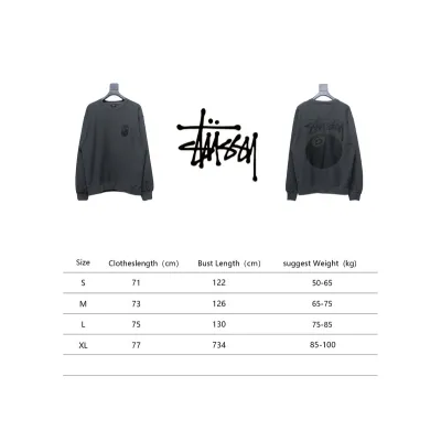 Stussy 24FW Black Round Neck Sweatshirt black 220 02