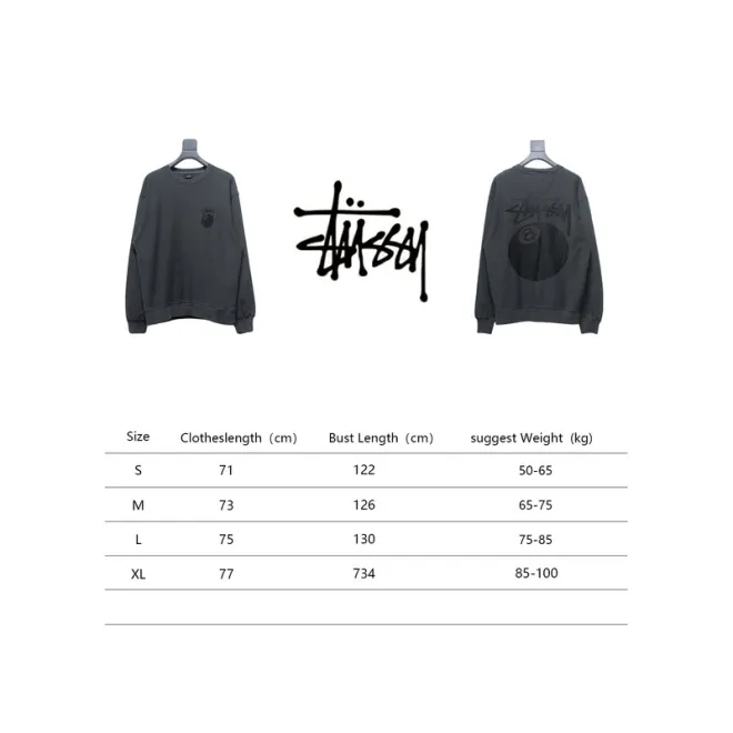 Bstsneaker-Stussy 24FW Black Round Neck Sweatshirt black 220