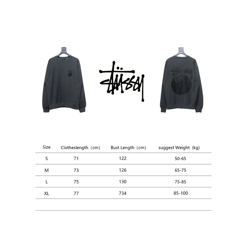 Bstsneaker-Stussy 24FW Black Round Neck Sweatshirt black 220