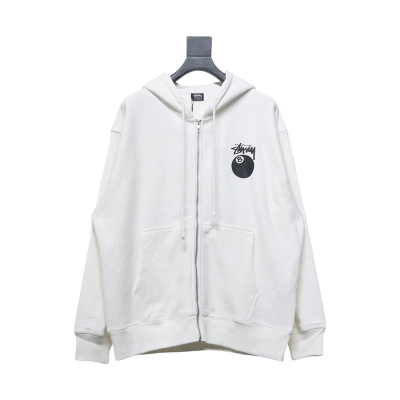 Bstsneaker-Stussy 24FW Black Eight Zip Hooded Jacket white 250 01