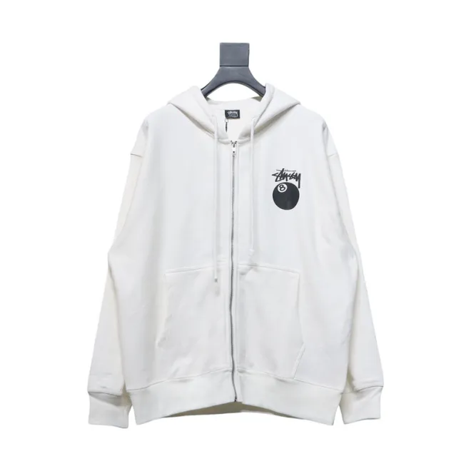 Bstsneaker-Stussy 24FW Black Eight Zip Hooded Jacket white 250