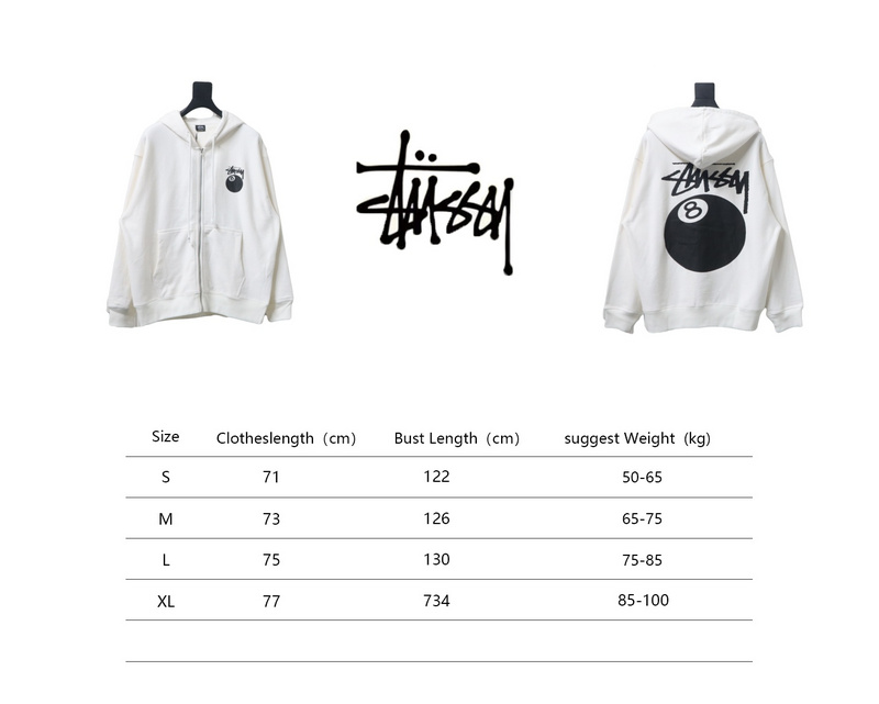 Bstsneaker-Stussy 24FW Black Eight Zip Hooded Jacket black 250