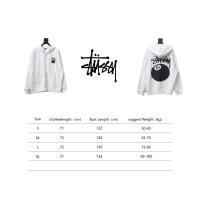 Bstsneaker-Stussy 24FW Black Eight Zip Hooded Jacket white 250 02