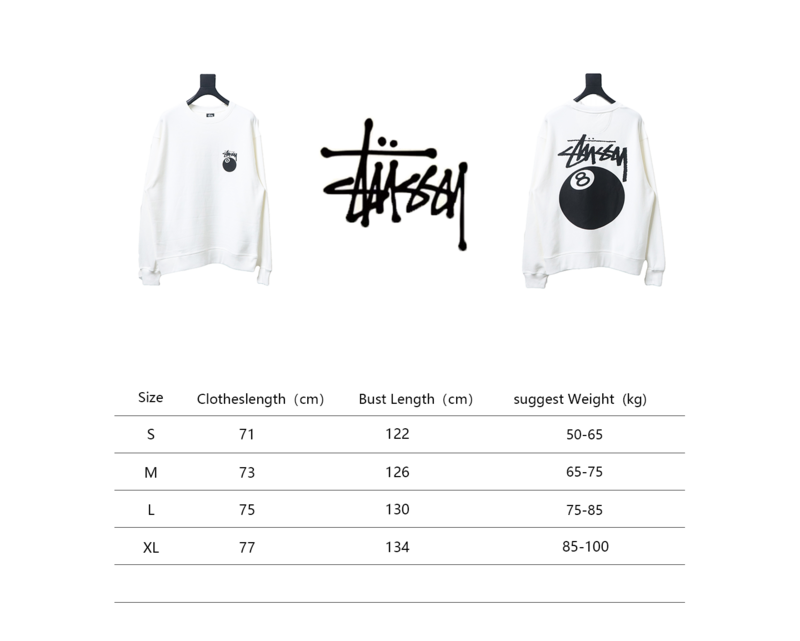 Bstsneaker-Stussy 24FW Black Round Neck Sweatshirt white 220