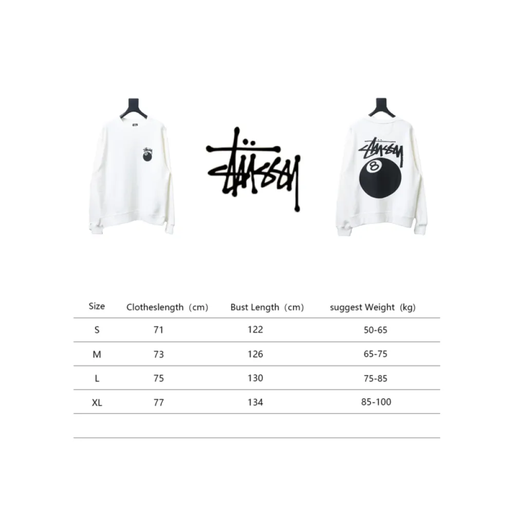 Bstsneaker-Stussy 24FW Black Round Neck Sweatshirt white 220