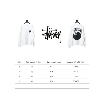 Stussy 24FW Black Round Neck Sweatshirt white 220 02