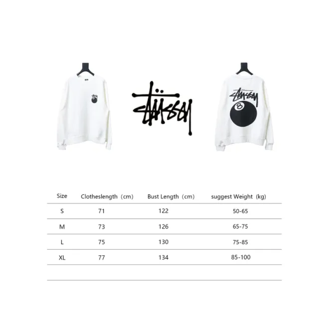 Bstsneaker-Stussy 24FW Black Round Neck Sweatshirt white 220