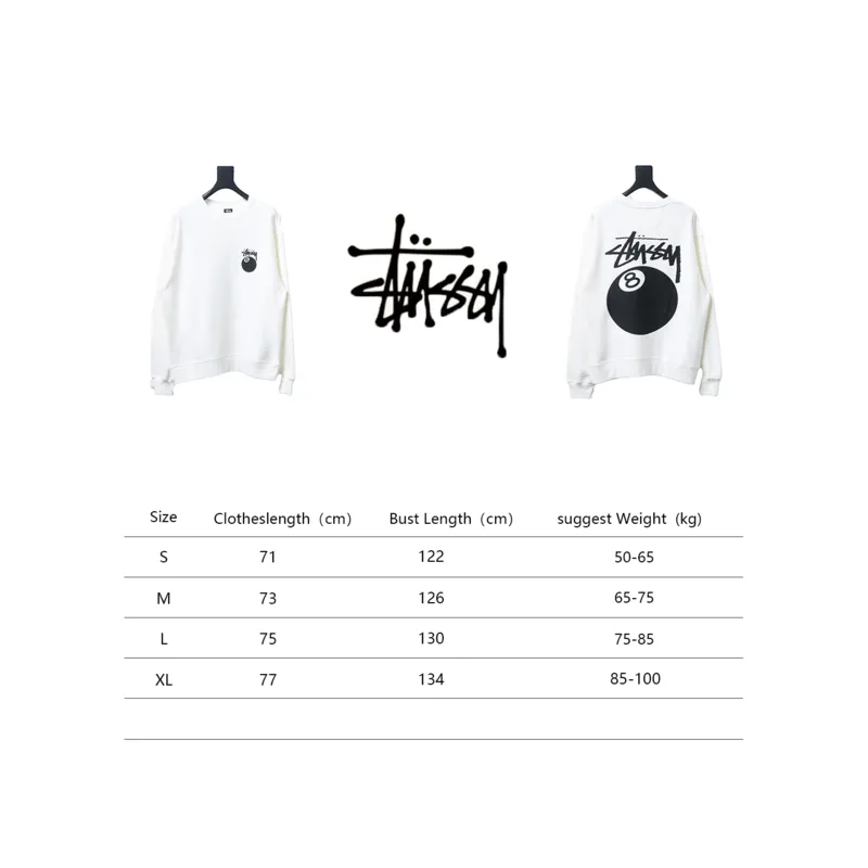Bstsneaker-Stussy 24FW Black Round Neck Sweatshirt white 220
