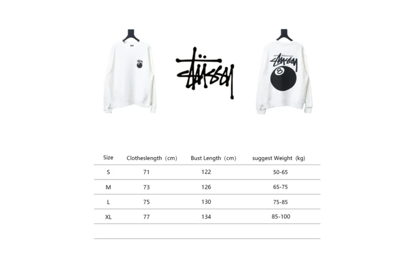 Bstsneaker-Stussy 24FW Black Round Neck Sweatshirt white 220