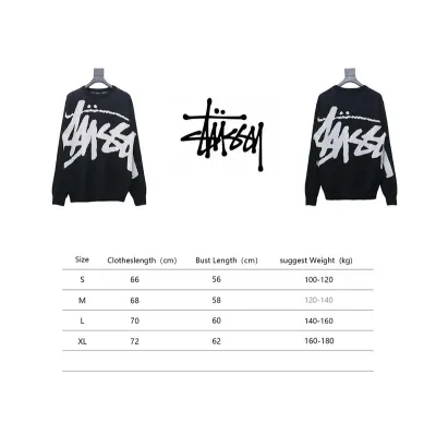 Stussy SS24 Large Logo Pattern Knitted Crewneck Sweater black 250 02