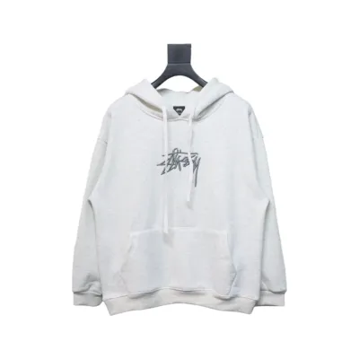 Stussy SS23 Hat Embroidery Plush Hoodie white 230 01