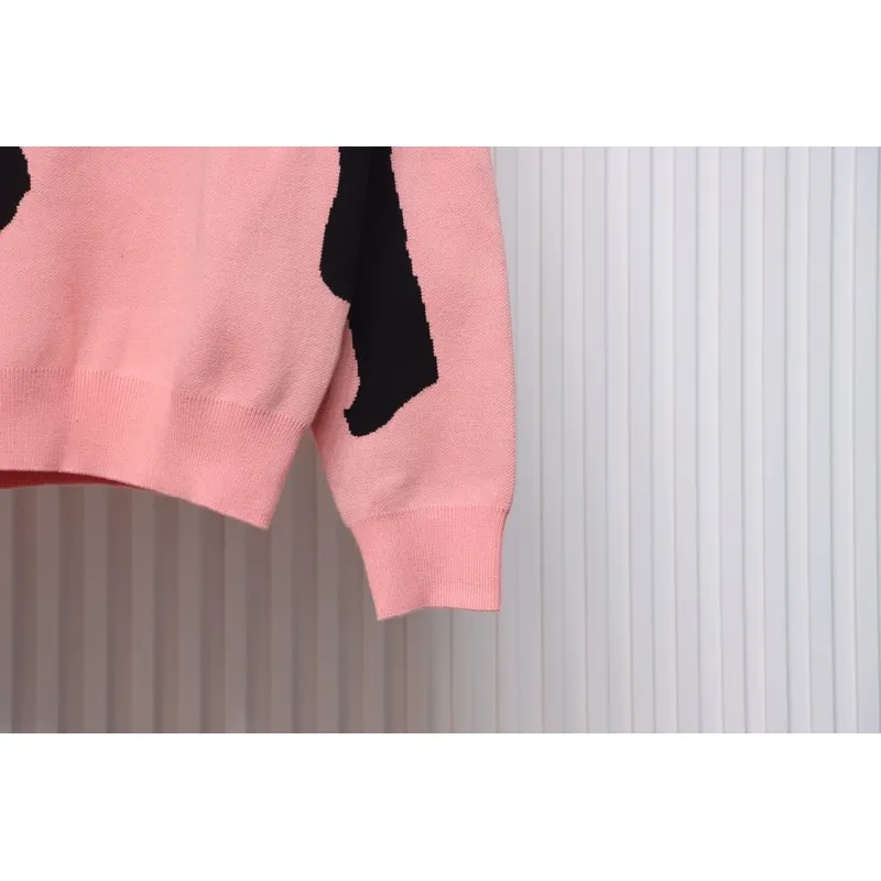Stussy SS24 Large Logo Pattern Knitted Crewneck Sweater pink 250