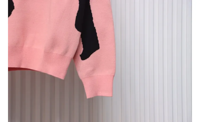 Stussy SS24 Large Logo Pattern Knitted Crewneck Sweater pink 250