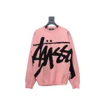 Stussy SS24 Large Logo Pattern Knitted Crewneck Sweater pink 250
