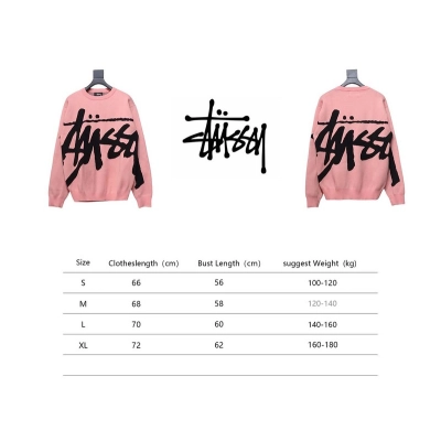 Bstsneaker-Stussy SS24 Large Logo Pattern Knitted Crewneck Sweater pink 250 02