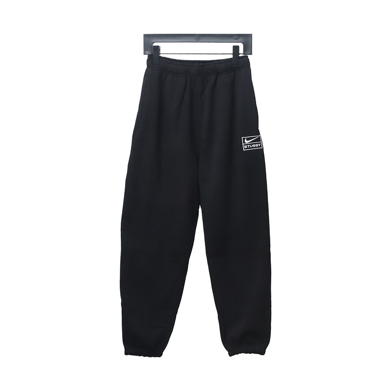Bstsneaker-Nike x Stussy solid color embroidered logo fleece sweatpants black 210