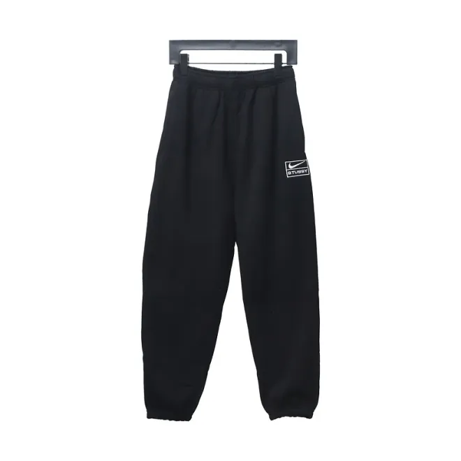 Bstsneaker-Nike x Stussy solid color embroidered logo fleece sweatpants black 210