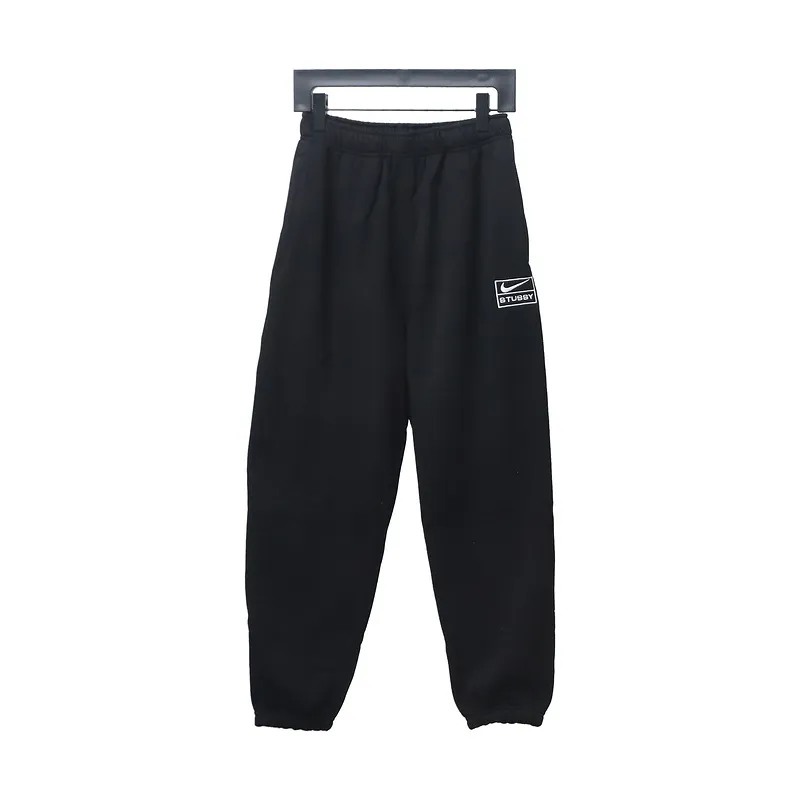 Bstsneaker-Nike x Stussy solid color embroidered logo fleece sweatpants black 210