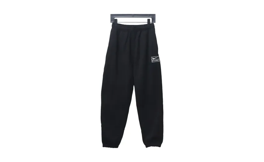 Bstsneaker-Nike x Stussy solid color embroidered logo fleece sweatpants black 210