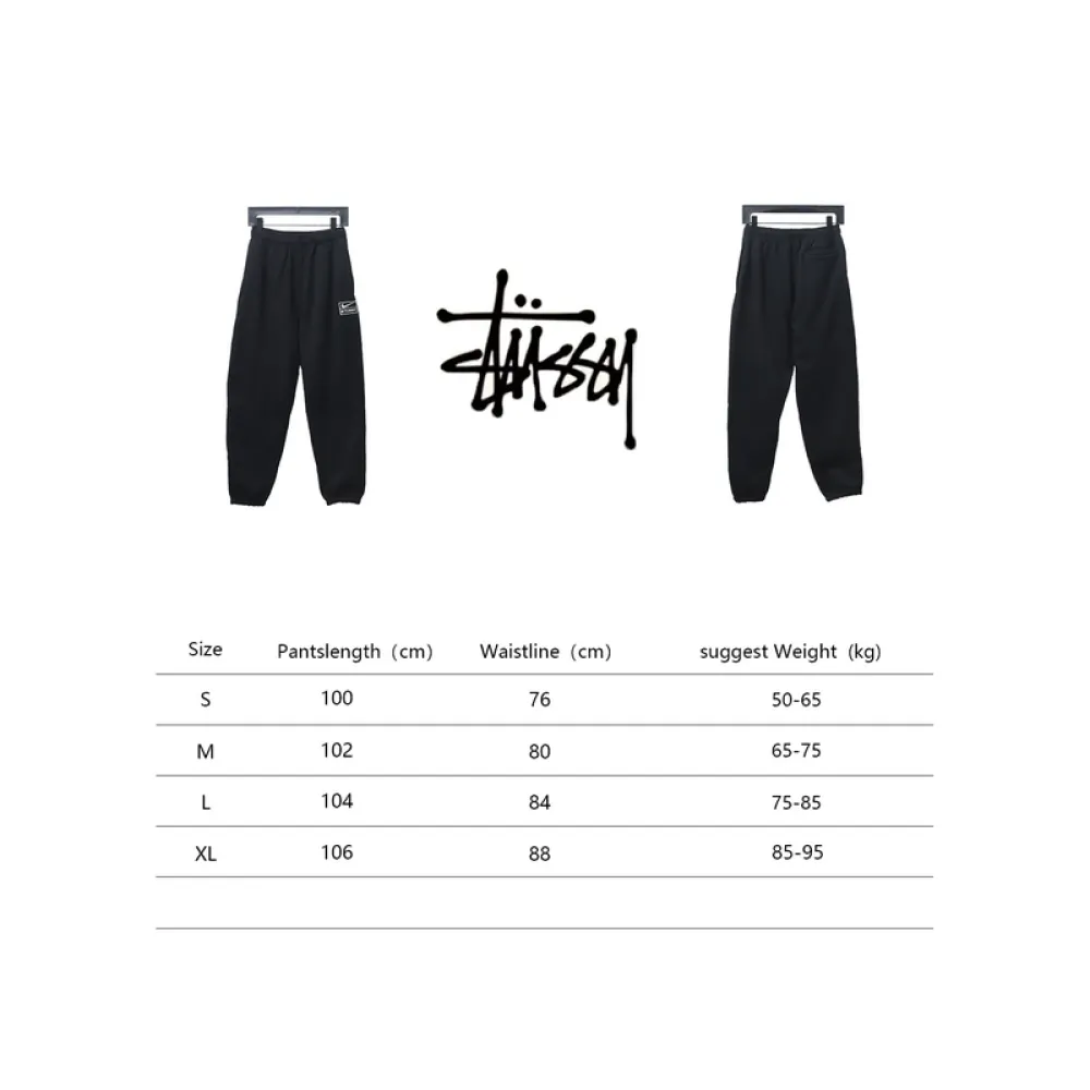 Bstsneaker-Nike x Stussy solid color embroidered logo fleece sweatpants black 210