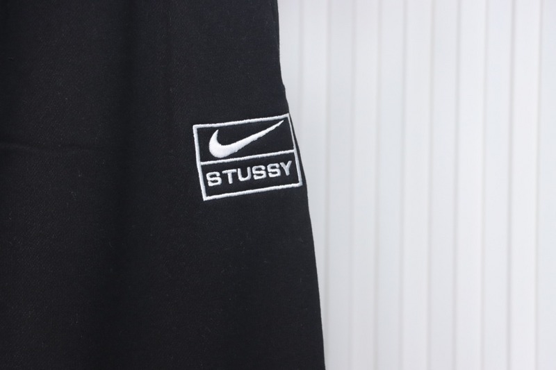 Bstsneaker-Nike x Stussy solid color embroidered logo fleece sweatpants black 210