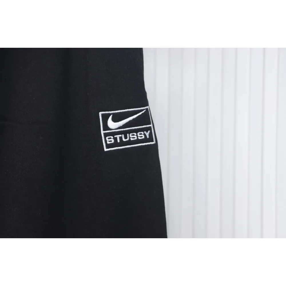 Bstsneaker-Nike x Stussy solid color embroidered logo fleece sweatpants black 210