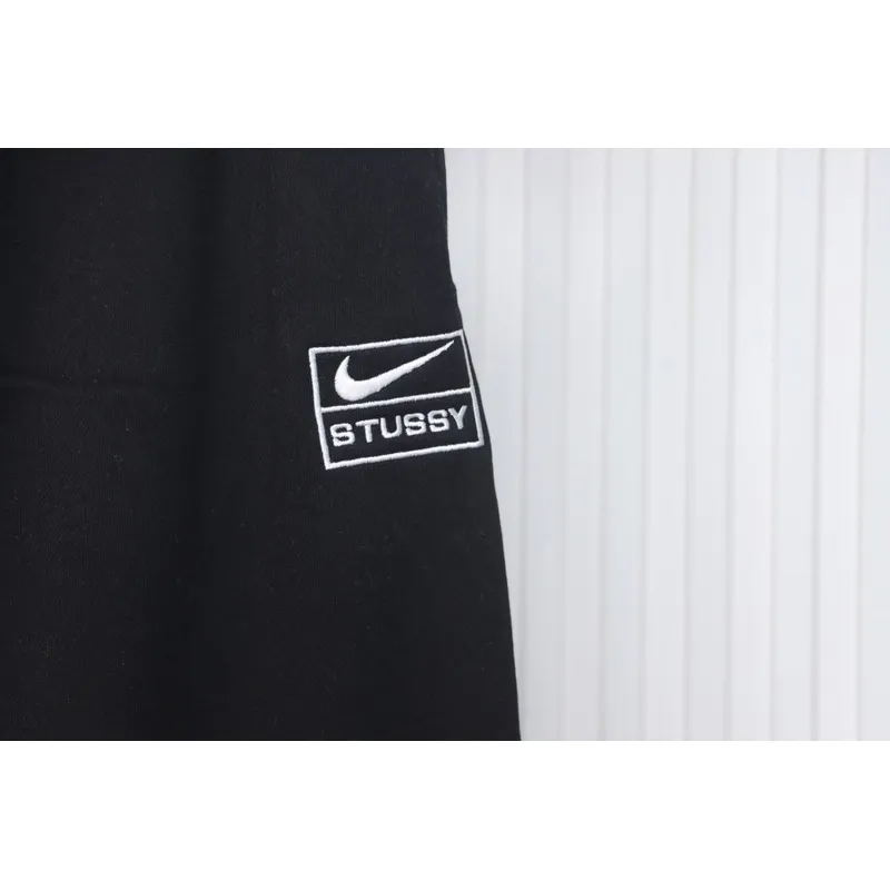 Bstsneaker-Nike x Stussy solid color embroidered logo fleece sweatpants black 210