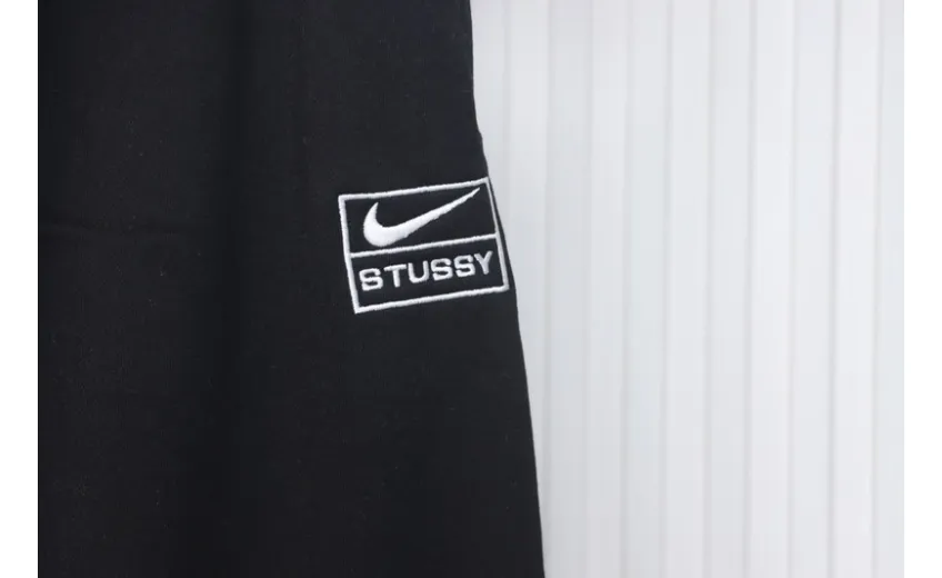 Bstsneaker-Nike x Stussy solid color embroidered logo fleece sweatpants black 210